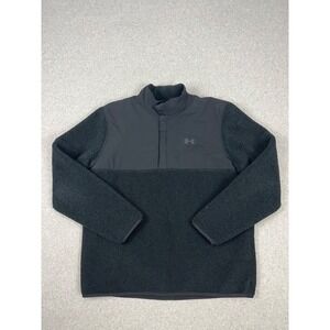 Under Armour Sweater Sherpa Fleece Pile Pullover Mens 2XL Black Golf 1/4 Snap